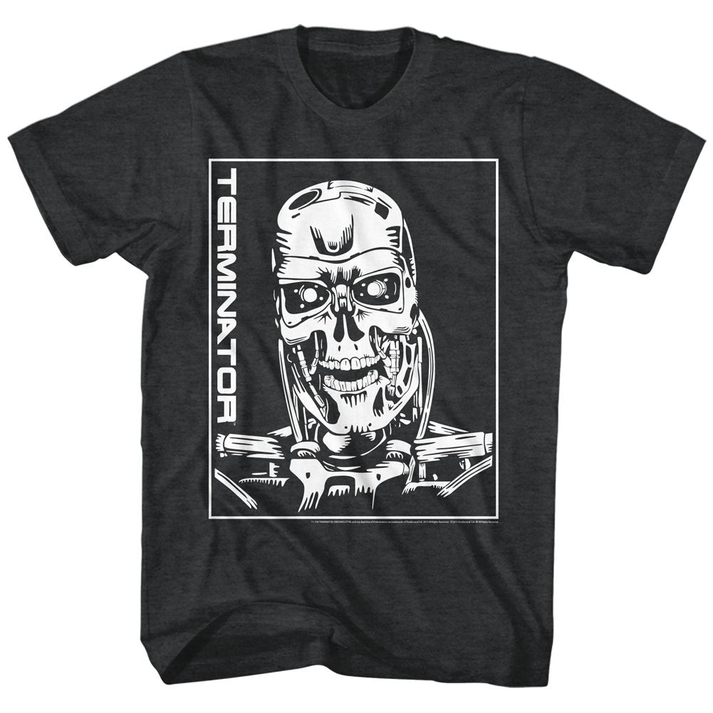 Wholesale Terminator Machine Skull Heather Black Adult T-Shirt