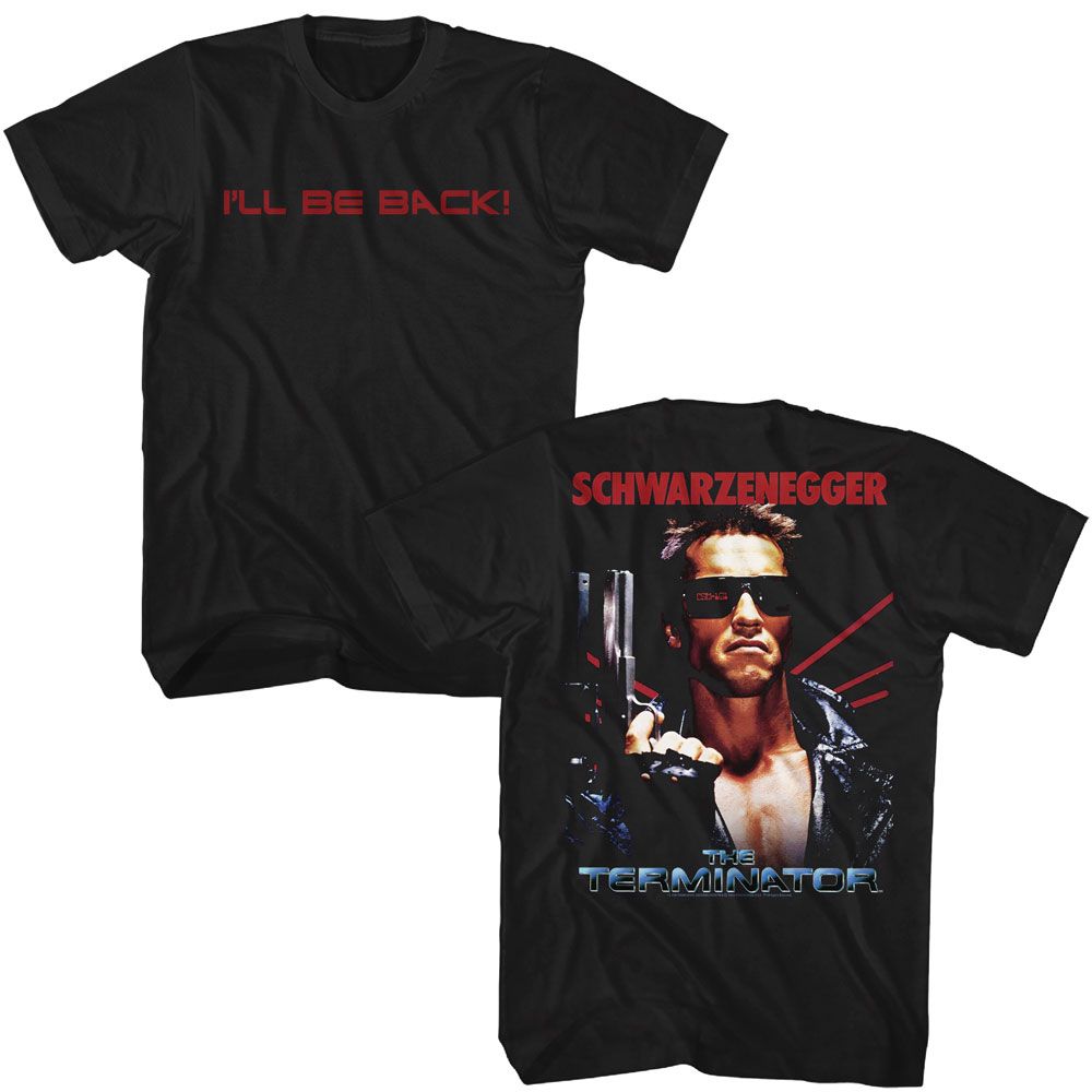 Wholesale Terminator Movie Ill Be Back Front & Back Black Adult T-Shirt