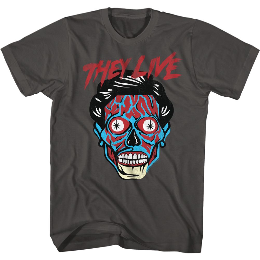 Wholesale They Live Movie Alien Head Solid Smoke Adult T-Shirt