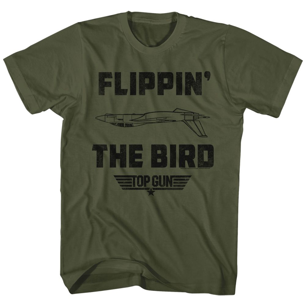 Wholesale Top Gun Movie Da Bird Solid Military Green Adult T-Shirt