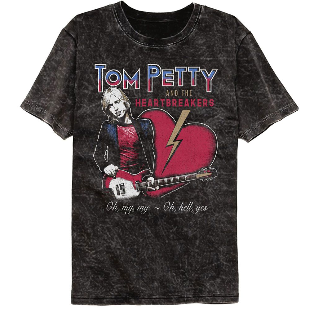 Wholesale Tom Petty and the Heartbreakers Oh My Black Mineral Wash Premium Fashion T-Shirt