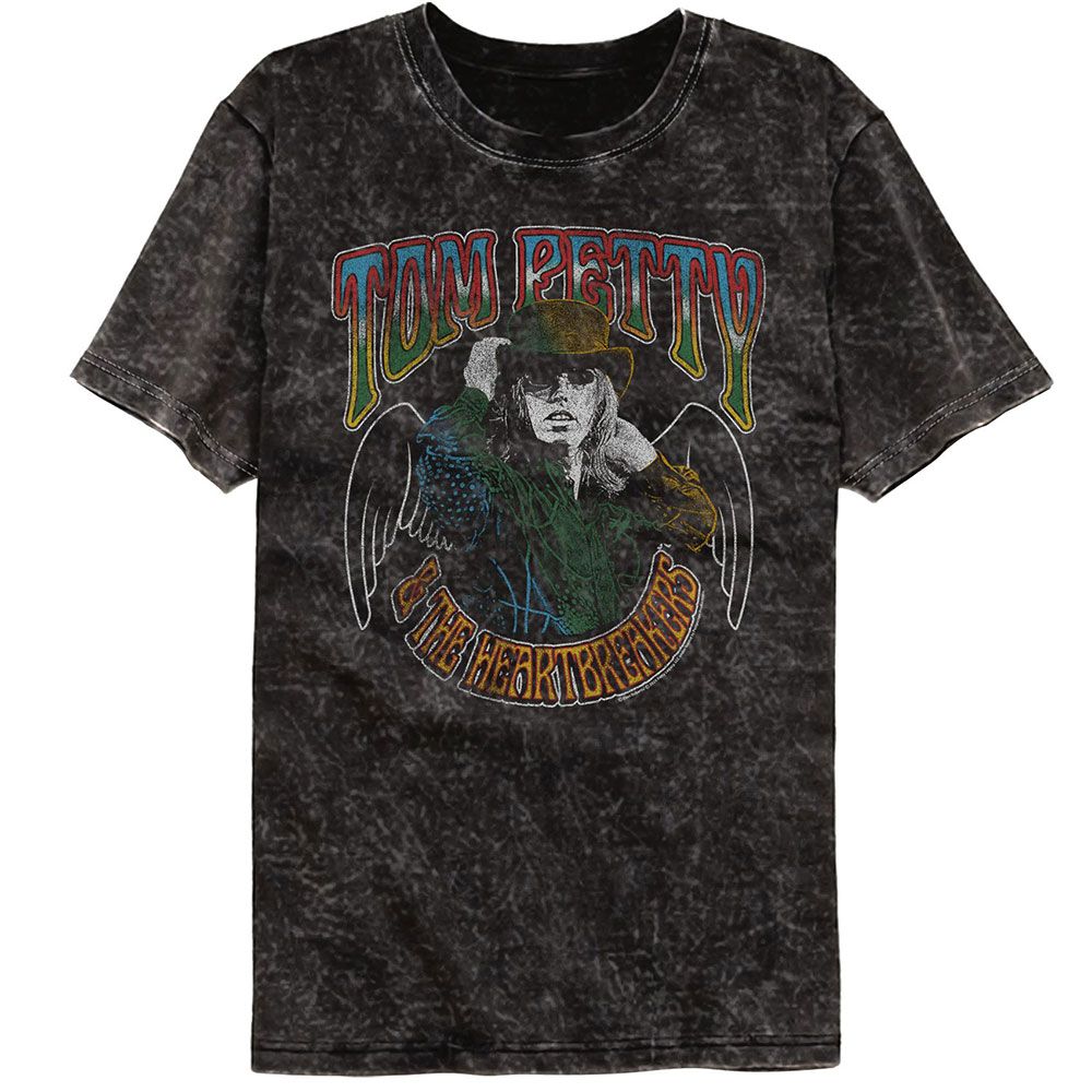 Wholesale Tom Petty Angel Wings Black Mineral Wash Premium Band T-Shirt