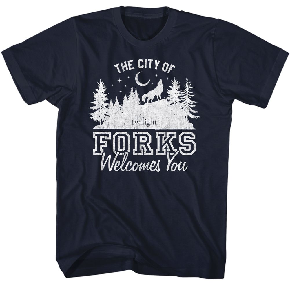 Wholesale Twilight Movie the City of Forks Navy Adult T-Shirt