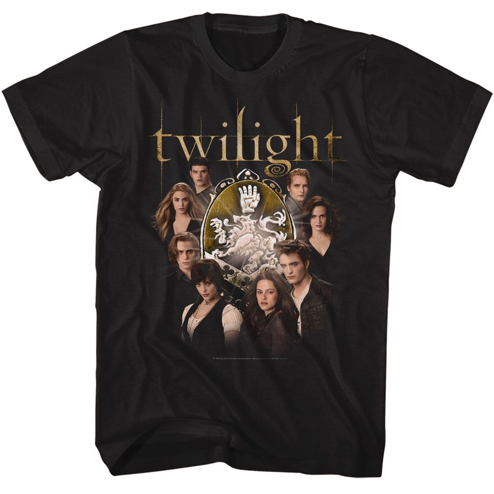 Wholesale Twilight Movie Cullen Family with Crest Black Adult T-Shirt