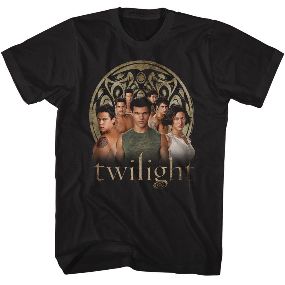 Wholesale Twilight Movie Wolf Pack Group Photo Black Adult T-Shirt