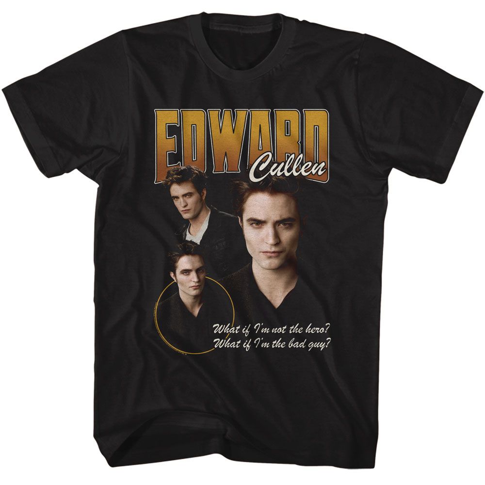 Wholesale Twilight Movie Edward 3 Character Pose Black Adult T-Shirt