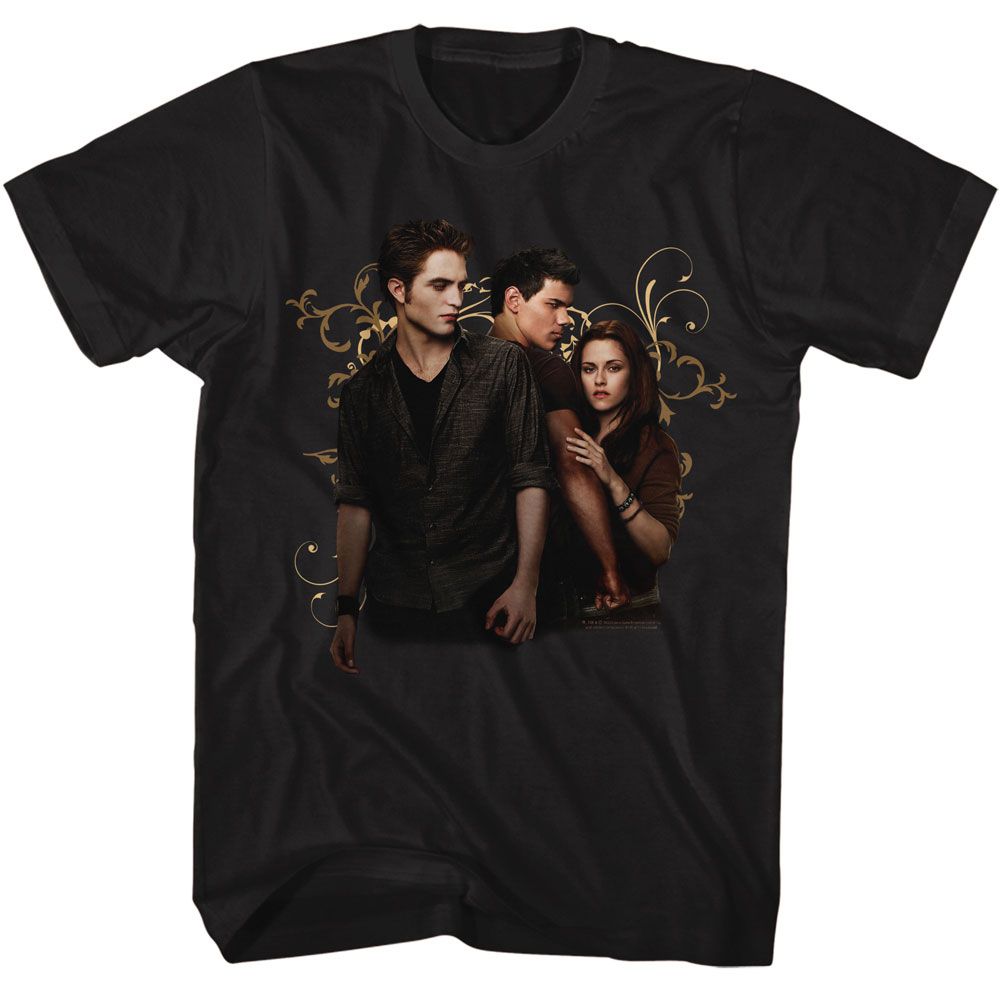 Wholesale Twilight Movie Edward Jacob Bella Swirls Black Adult T-Shirt