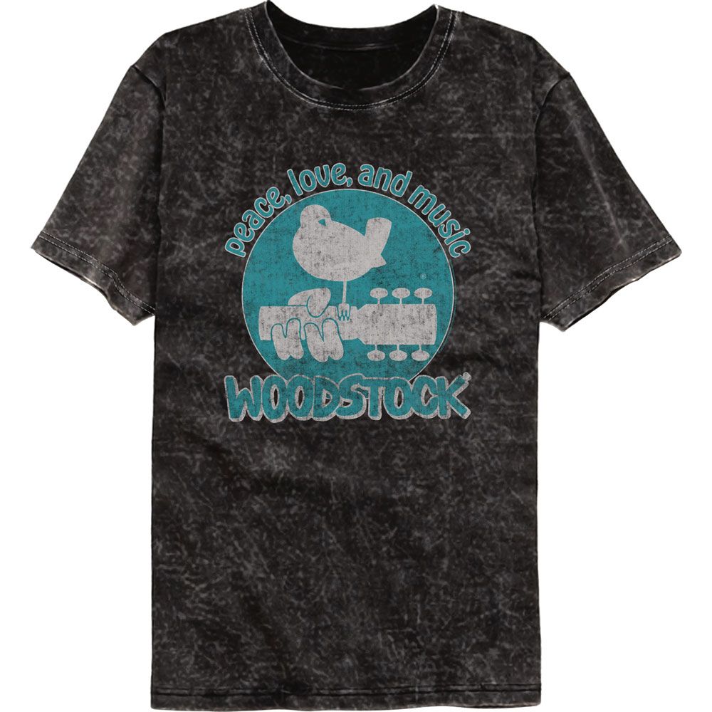 Wholesale Woodstock Music Festival Black Mineral Wash Premium Band T-Shirt