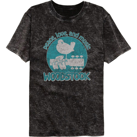 Wholesale Woodstock Music Festival Black Mineral Wash Premium Band T-Shirt