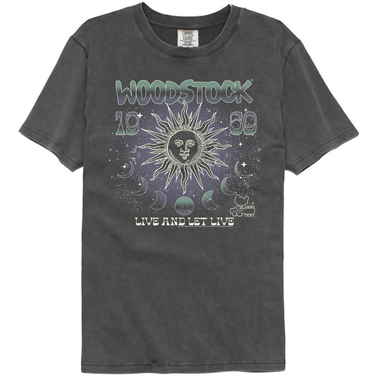Wholesale Woodstock Live and Let Live Black Washed Premium Dye Fashion T-Shirt