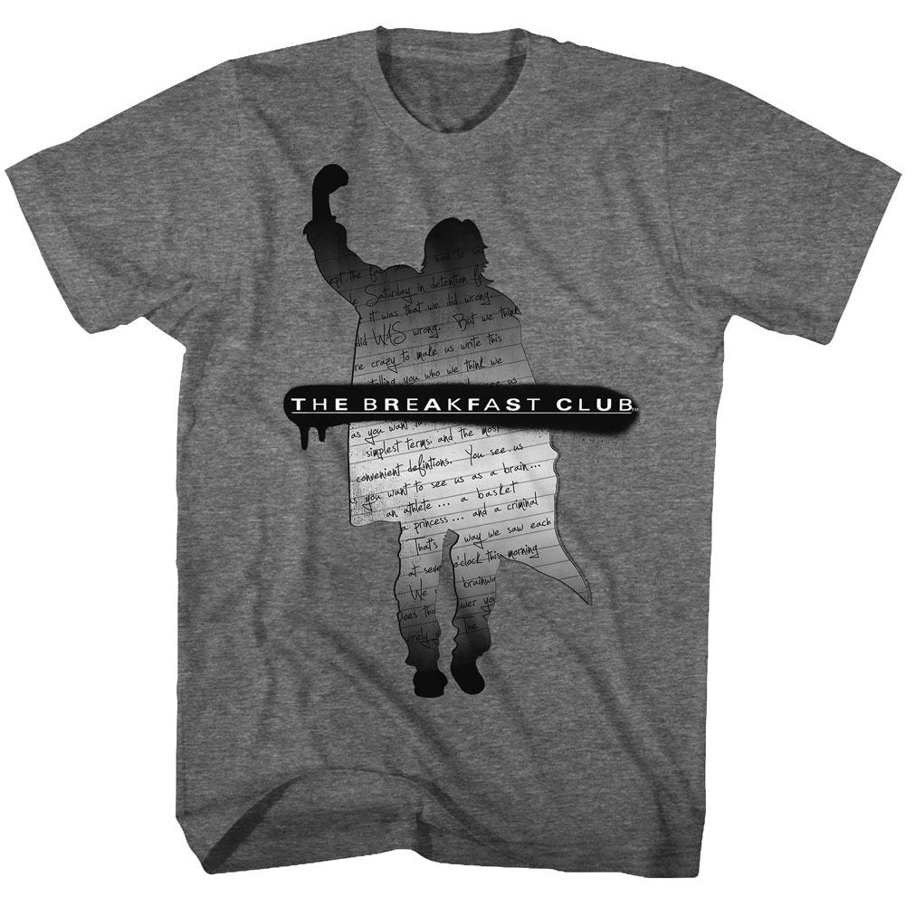 Wholesale Breakfast Club Movie Silhouette Note Heather Graphite Adult T-Shirt