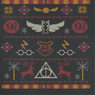 Harry Potter Hogwarts Christmas Pattern Black T-Shirt