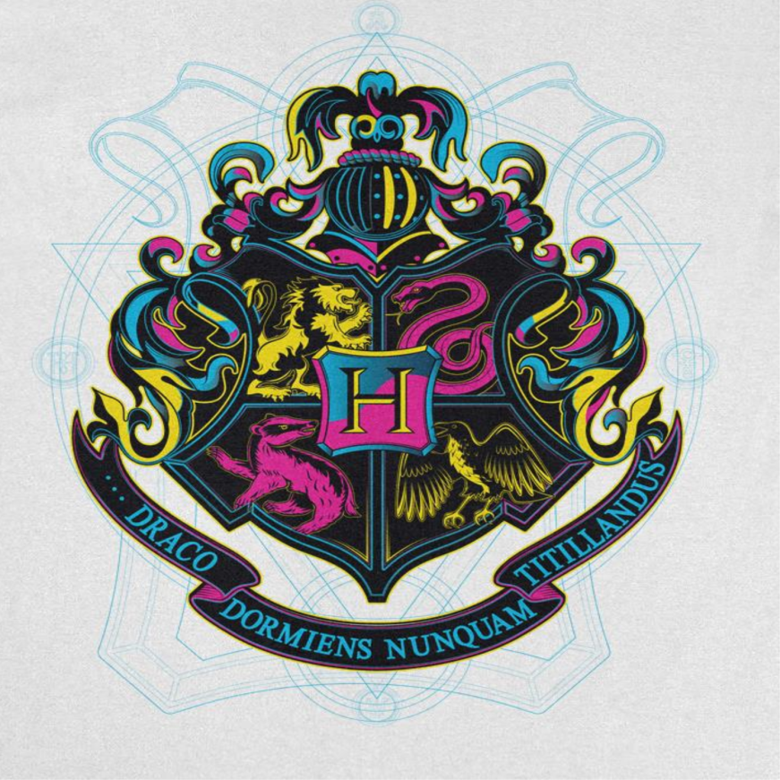 Harry Potter Hogwarts Bicolor Emblem White T-Shirt