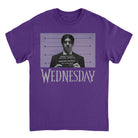 Wednesday Mug Shot Purple T-Shirt