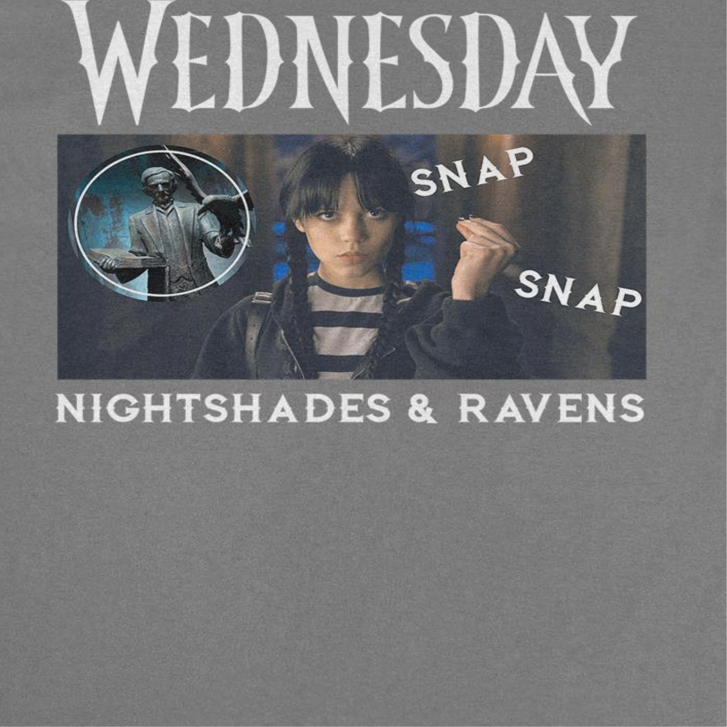 Wednesday Snap Snap Charcoal T-Shirt