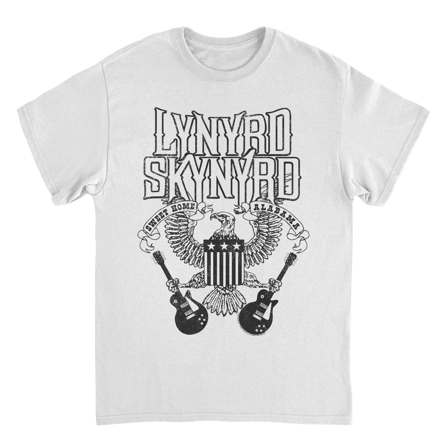 Lynyrd Skynyrd Guitars American Shield Black White T-Shirt