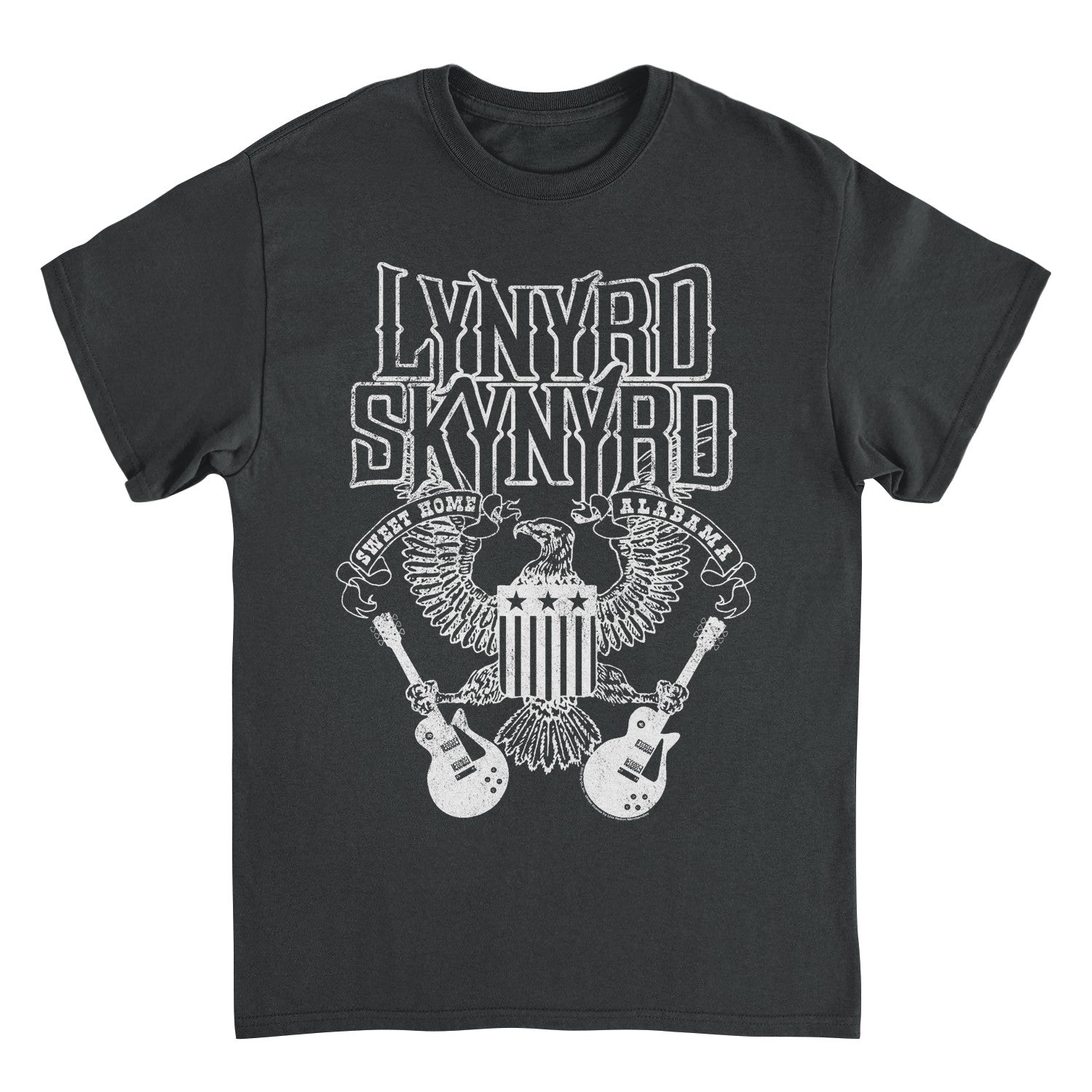 Lynyrd Skynyrd Guitars American Shield Whote Black T-Shirt