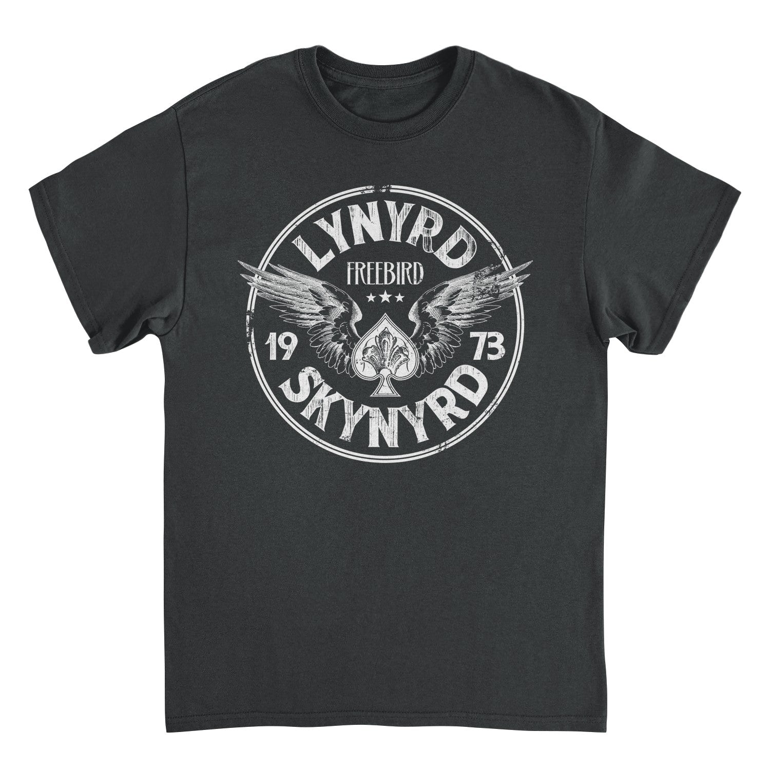 Lynyrd Skynyrd Firebird 1973 Ace Circle White Black T-Shirt
