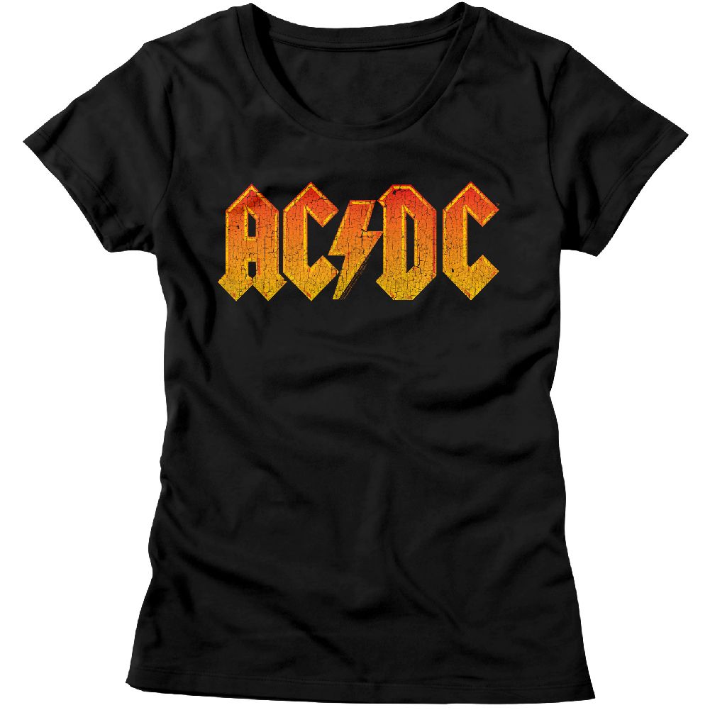 AC/DC Distress Orange Black Women's T-Shirt