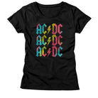 AC/DC Rainbow Repeat Black Women's T-Shirt