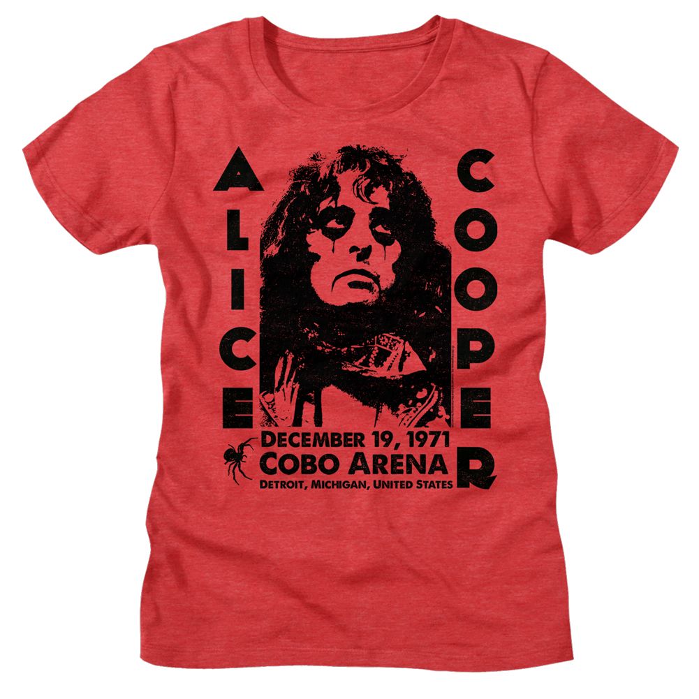 Alice Cooper Alice Cooper Cobo Arena 1971 Heather Red Women's T-Shirt