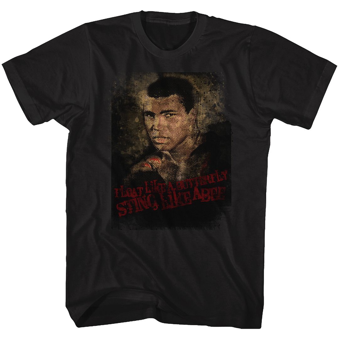 Muhammad Ali Sting Like a Bee Timeless Graphic Black T-Shirt