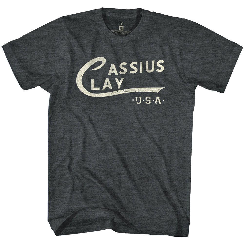 Muhammad Ali Cassius Clay Logo Iconic Graphic Black Heather T-Shirt