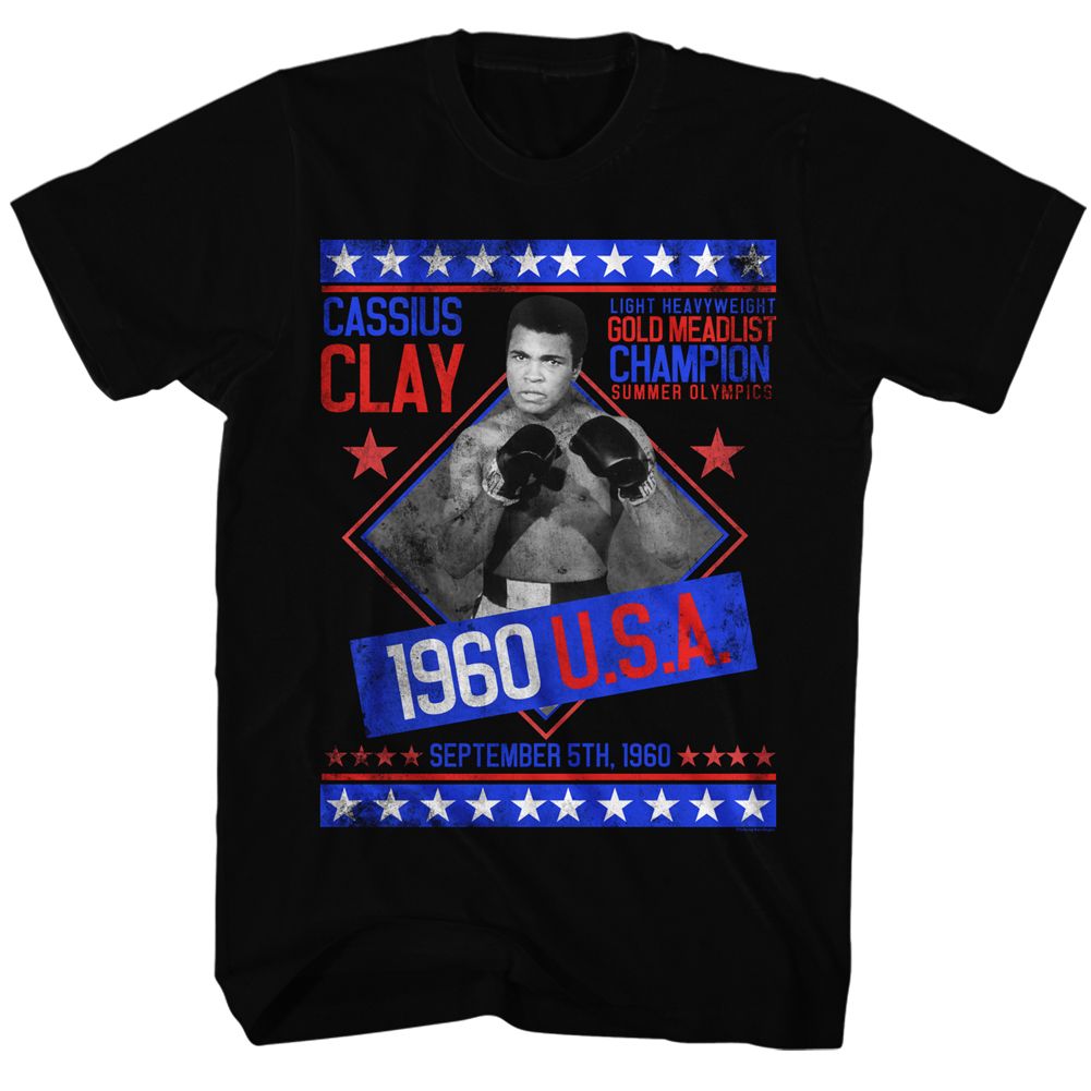 Muhammad Ali Gold Medalist Iconic Graphic Black T-Shirt