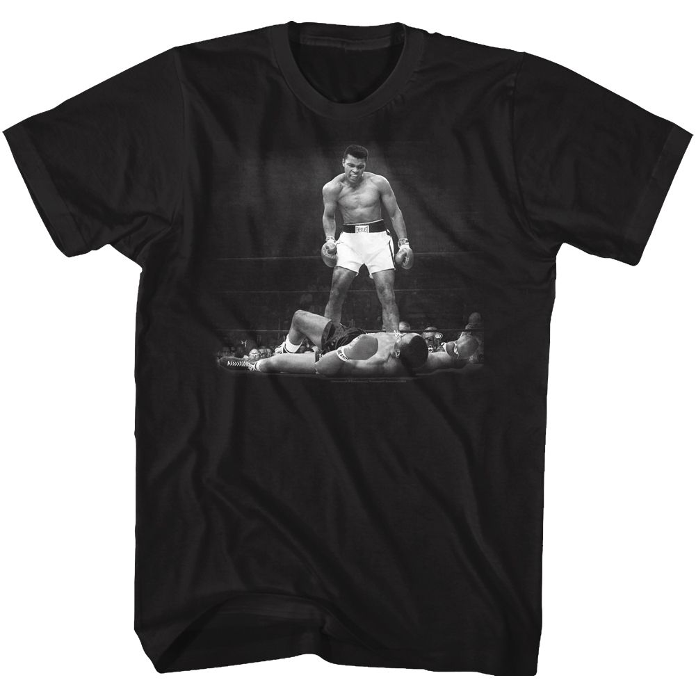 Muhammad Ali Over Liston Vintage-Inspired Graphic Black T-Shirt