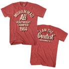 Muhammad Ali Hc64 Front & Back  Iconic Graphic Red Heather T-Shirt