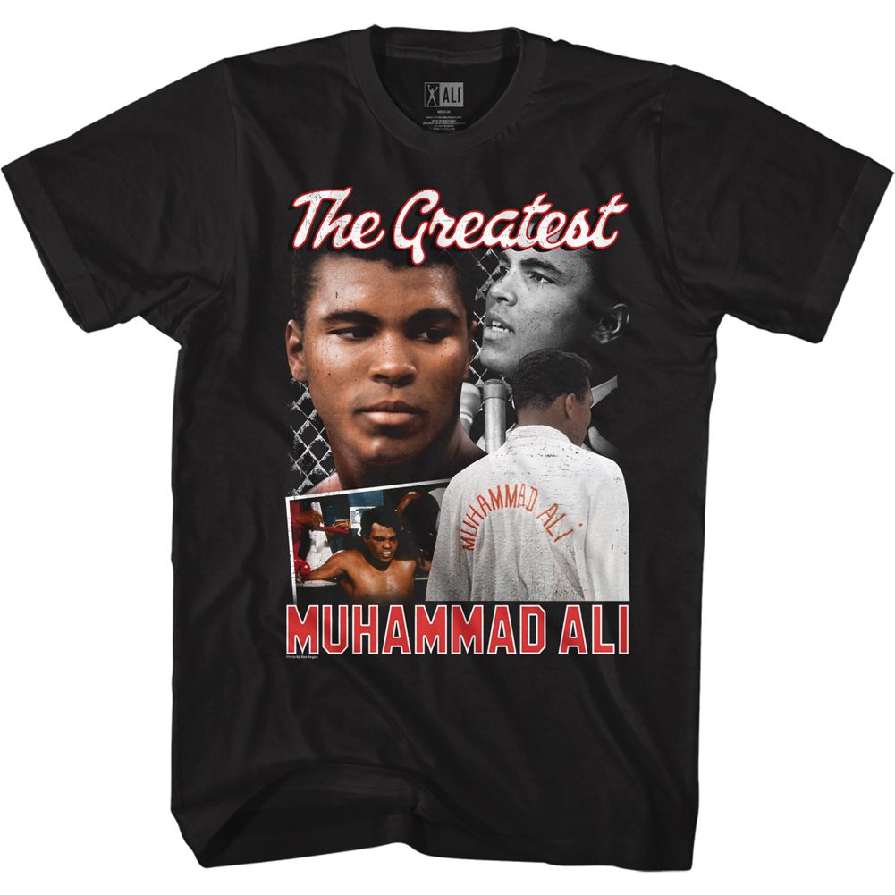 Muhammad Ali Script Collage Timeless Graphic Black T-Shirt
