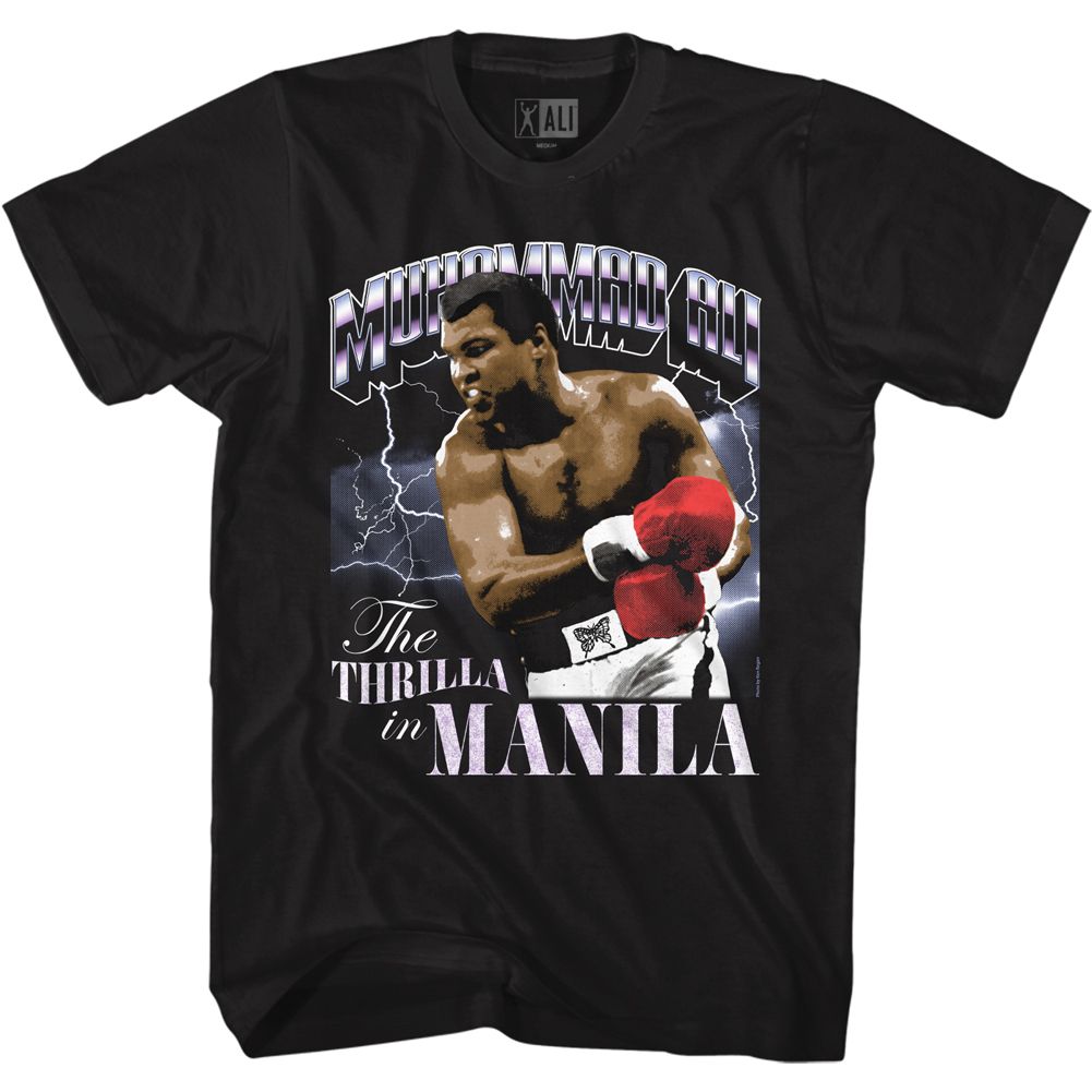 Muhammad Ali Thrilla and Lightning Timeless Graphic Black T-Shirt