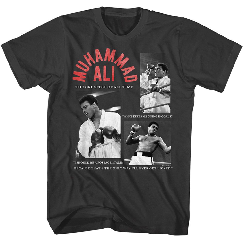 Muhammad Ali Quote Collage Signature Graphic Smoke T-Shirt