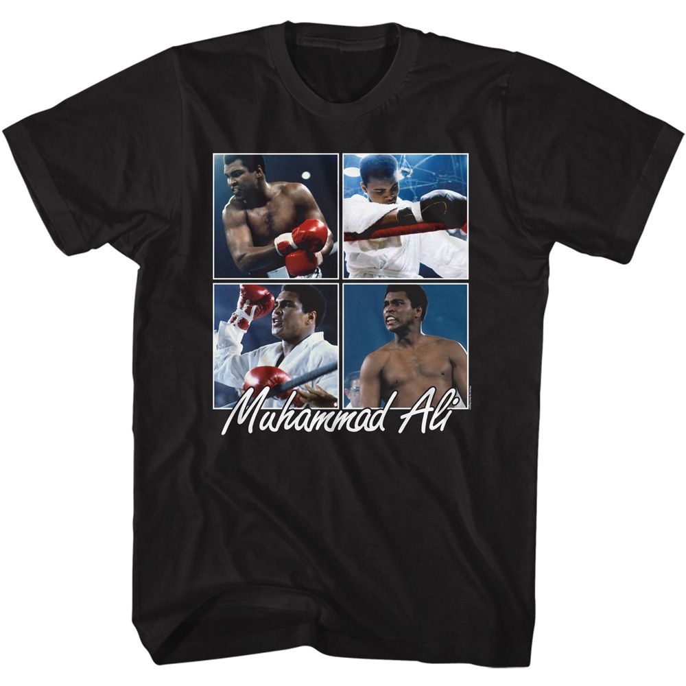 Muhammad Ali Four Squares Signature Graphic Black T-Shirt