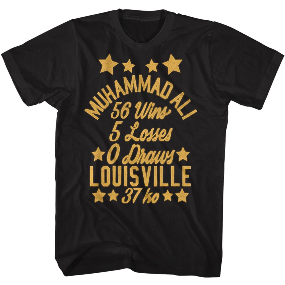 Muhammad Ali Win Loss Draw Vintage-Inspired Graphic Black T-Shirt