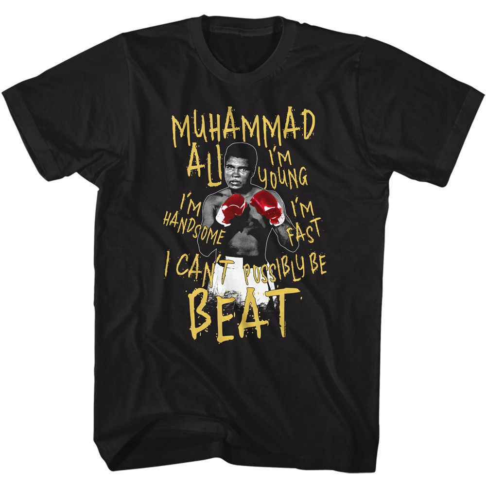 Muhammad Ali I Cant Be Beat Iconic Graphic Black T-Shirt