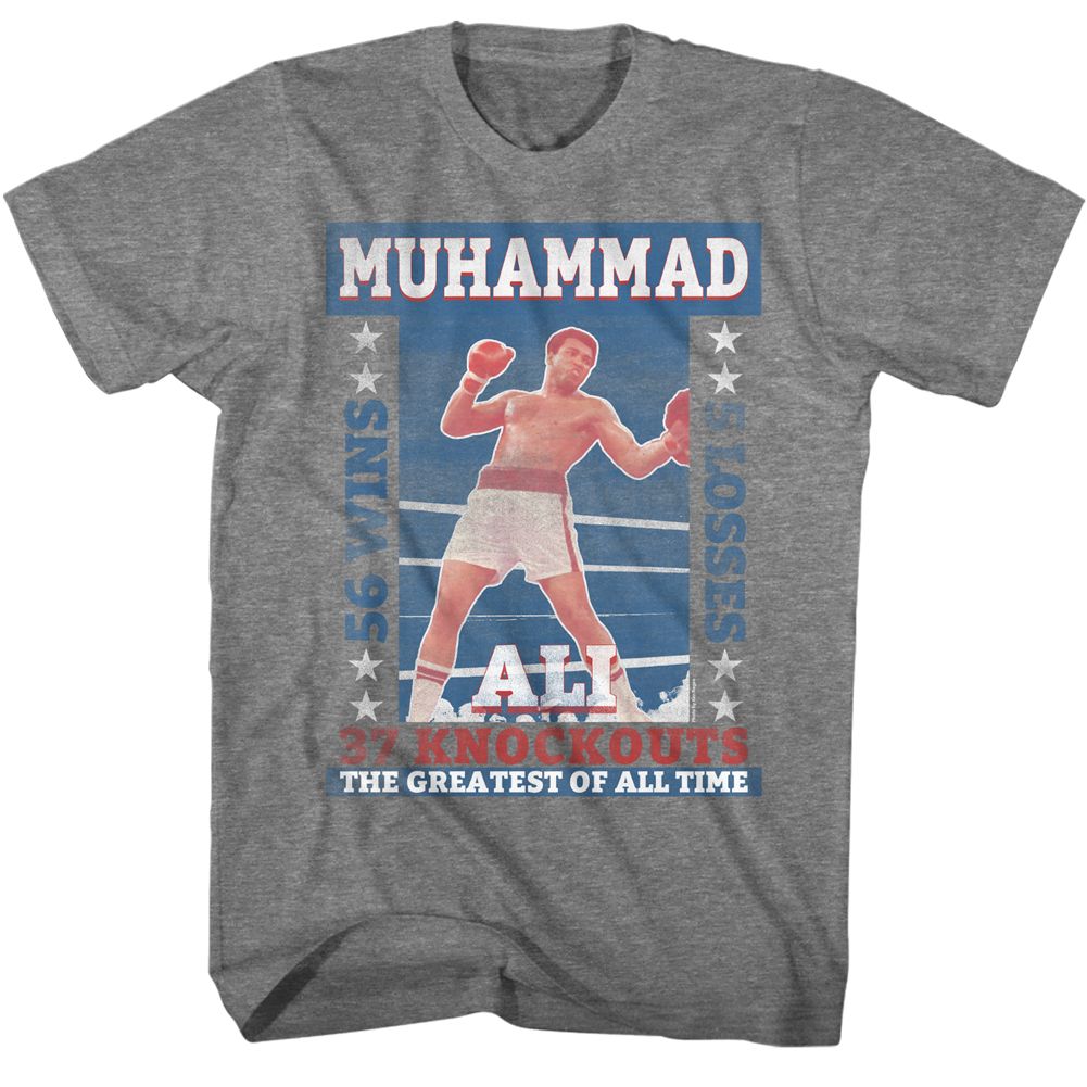 Muhammad Ali Fight Record Signature Graphic Graphite Heather T-Shirt