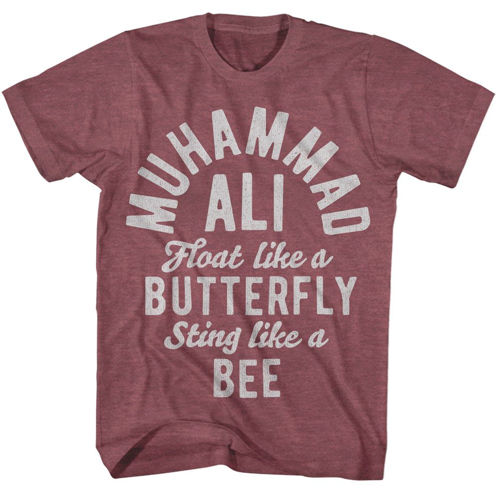 Muhammad Ali Butterfly Bee Timeless Graphic Vintage Maroon Heather T-Shirt