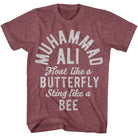 Muhammad Ali Butterfly Bee Timeless Graphic Vintage Maroon Heather T-Shirt