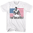 Muhammad Ali Flag the Greatest Signature Graphic White T-Shirt