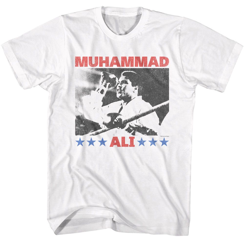 Muhammad Ali Raising Fist Iconic Graphic White T-Shirt