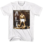 Muhammad Ali Grunge Ko Vertical Text Vintage-Inspired Graphic White T-Shirt