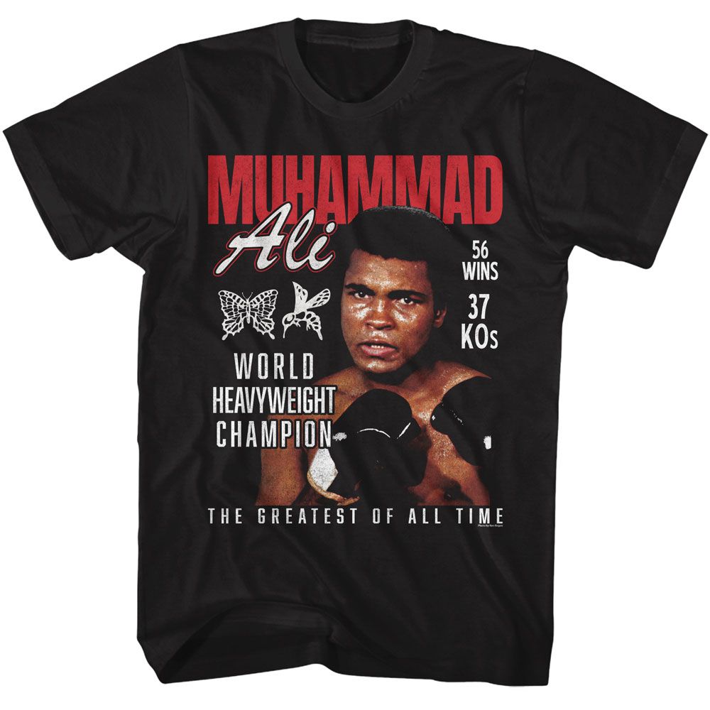 Muhammad Ali Heavyweight Champion Vintage-Inspired Graphic Black T-Shirt