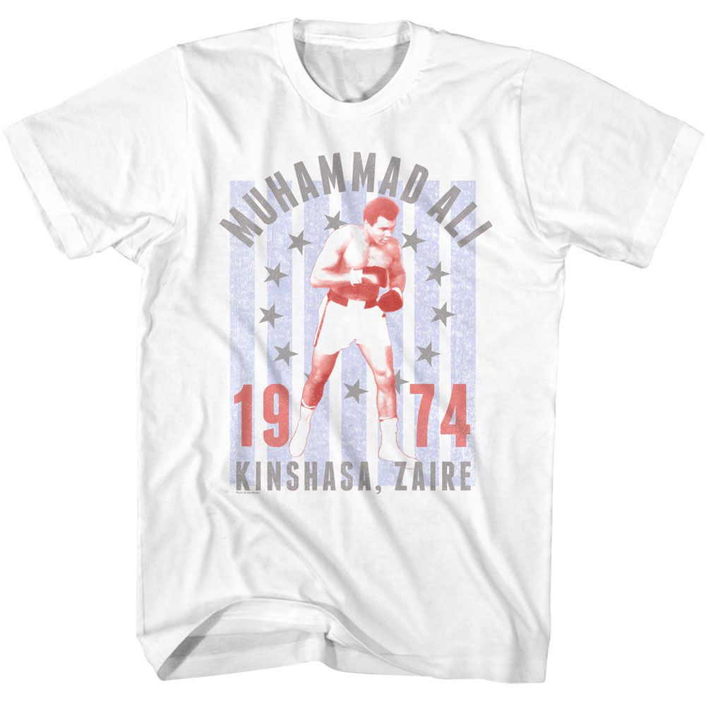 Muhammad Ali Kinshasa Zaire 1974 Signature Graphic White T-Shirt