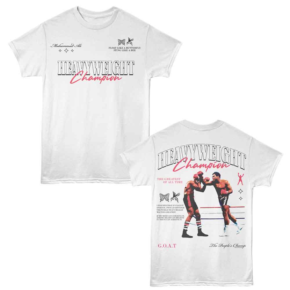 Muhammad Ali Heavyweight Champion Front & Back Print White T-Shirt