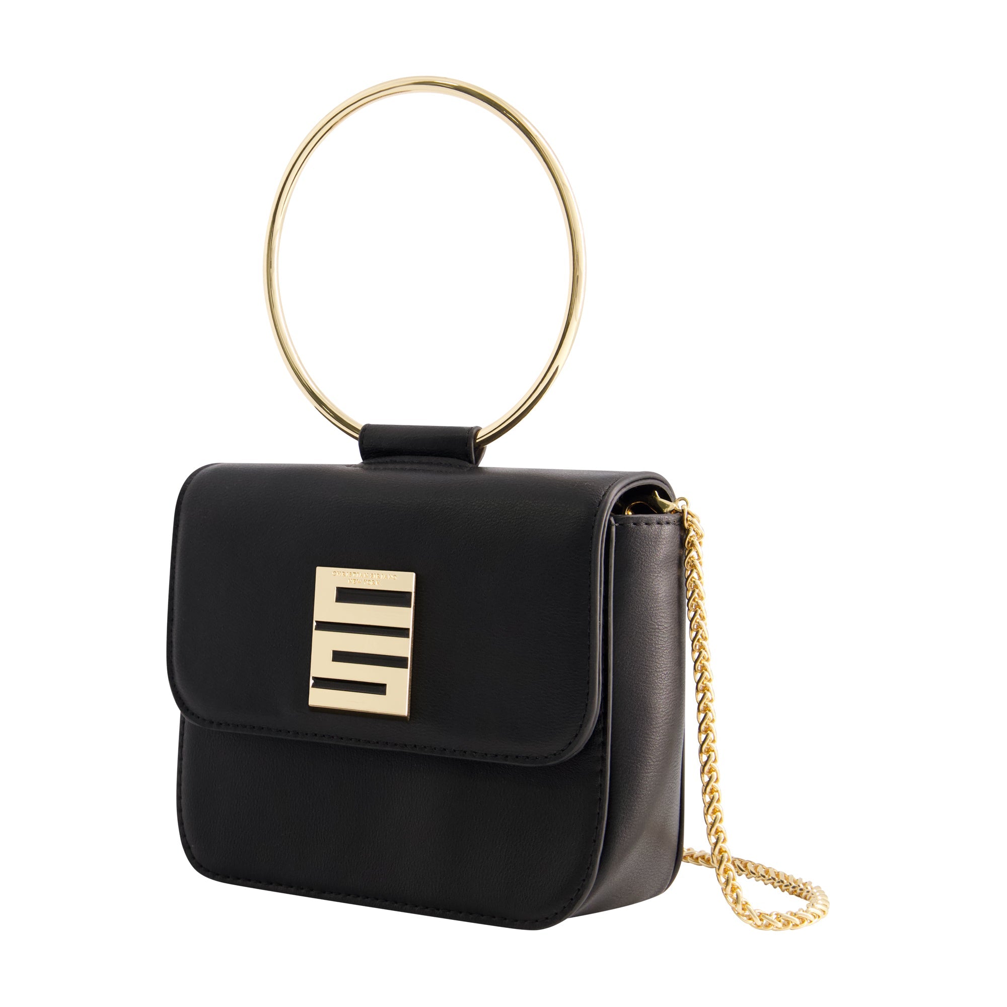 Christian Siriano New York Ring Handle Mini Flap Crossbody - Black Christian Siriano New York Ring Handle Mini Flap Crossbody - Black