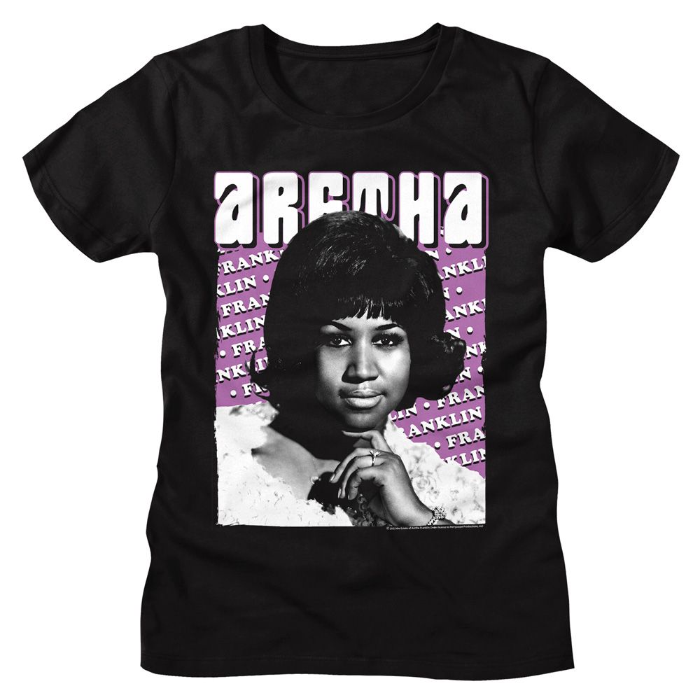 Aretha Franklin Aretha Repeated Name Black Women's T-Shirt