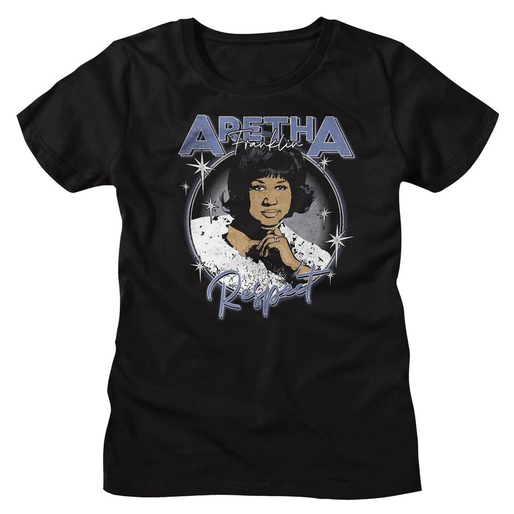 Aretha Franklin Aretha Respect Circle Black Women's T-Shirt