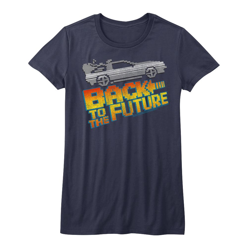 Back to the Future 8Bit to The Future Navy Women's T-Shirt