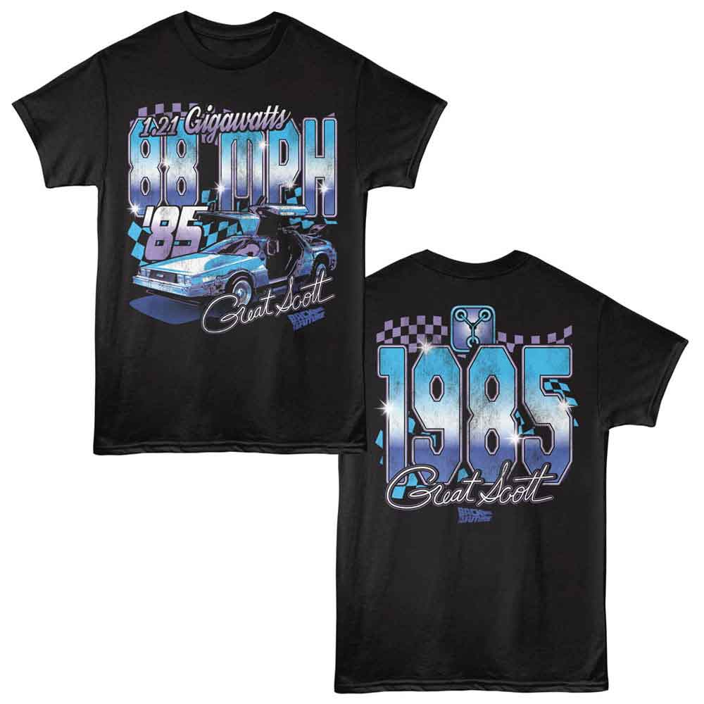 Back to the Future Great Gigawatts Black Front & Back Print T-Shirt